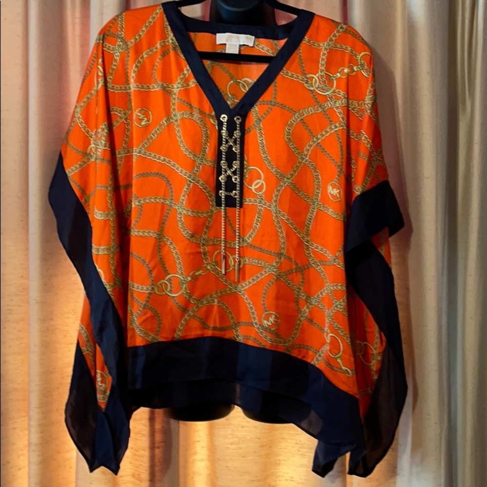 Michael Kors print shirt with rope chain neckline